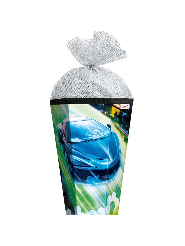 ROTH Schultüte groß Racing 85 cm, Silbertüll in Hellblau günstig kaufen onesize