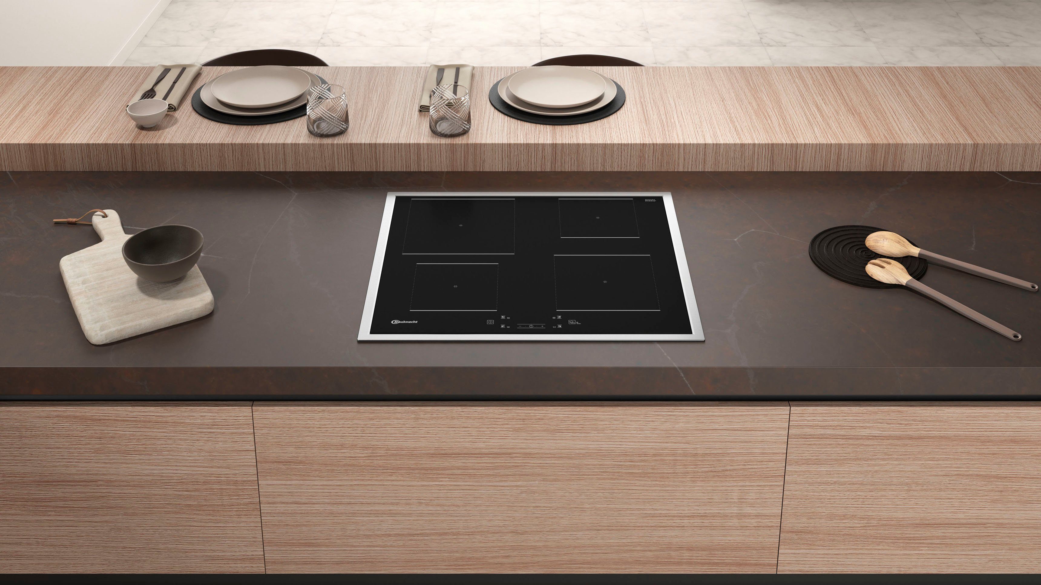 BAUKNECHT Backofen-Set BAKO4 HI6 BLACK, mit 2-fach-Teleskopauszug, Hydrolyse