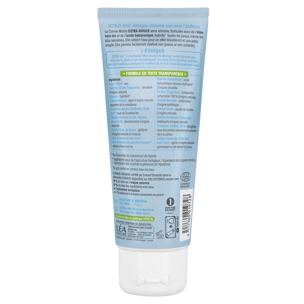 LÉA NATURE SO BiO étic Crème mains extra-douce, hydratante¹, Aloe Vera bio Crème mains