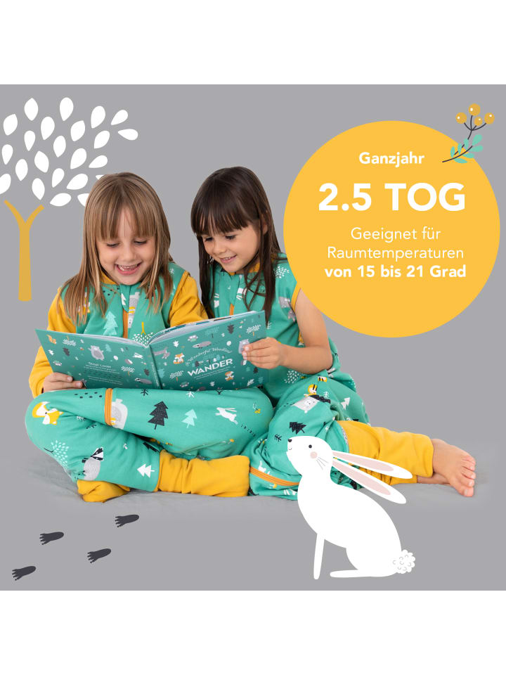 Schlummersack Bio Schlafsack mit Füßen und umklappbaren Bündchen 2.5 TOG in Orange günstig kaufen