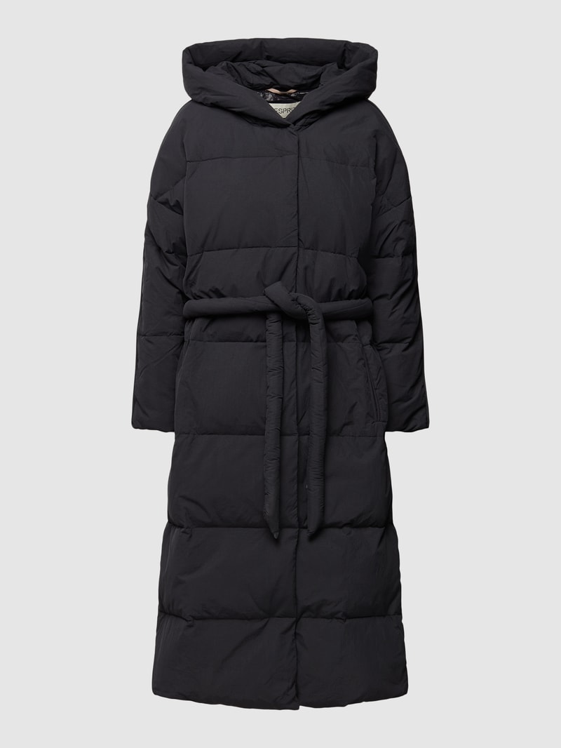 Steppmantel mit Taillengürtel Modell 'Puffer Mantel' in schwarz