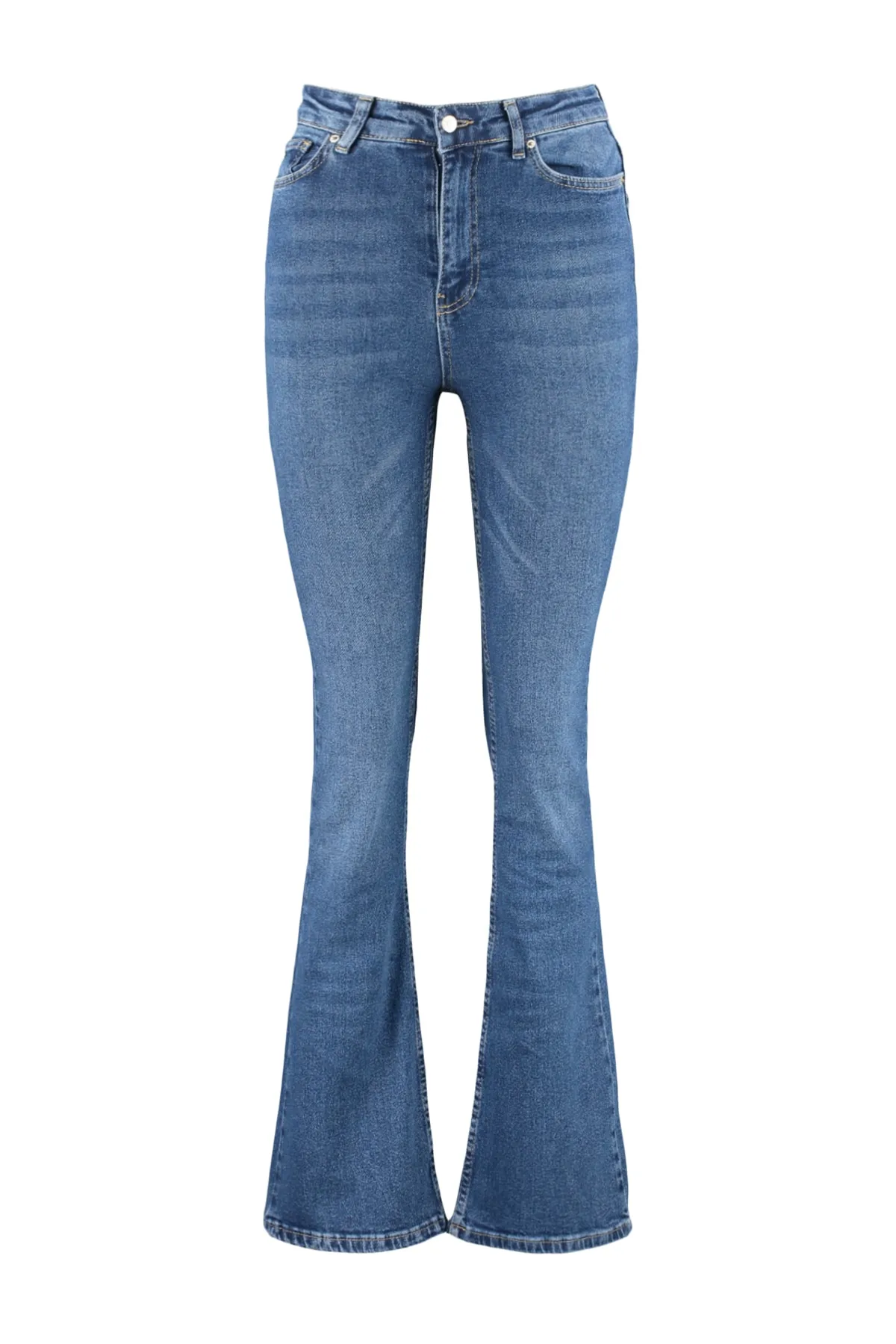 Trendyol Collection  Dunkelblaue Schlagjeans mit hoher Taille TWOSS23JE00063
