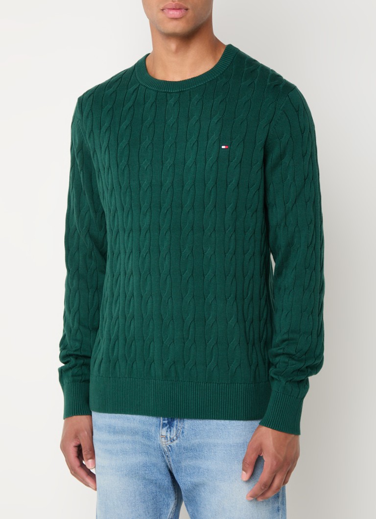 Tommy Hilfiger  Kabelgebreide trui met logoborduring