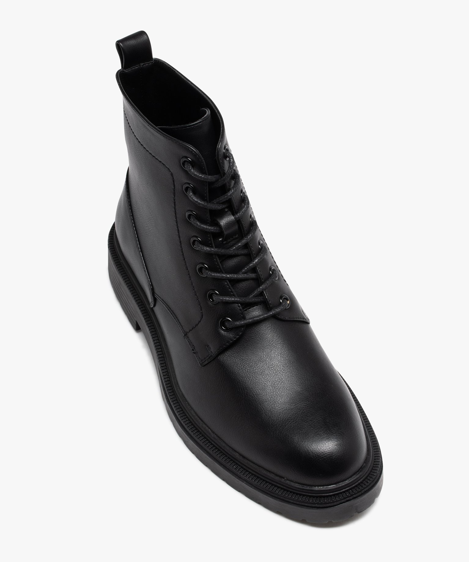 Boots homme unies à lacets style casual noir | GEMO