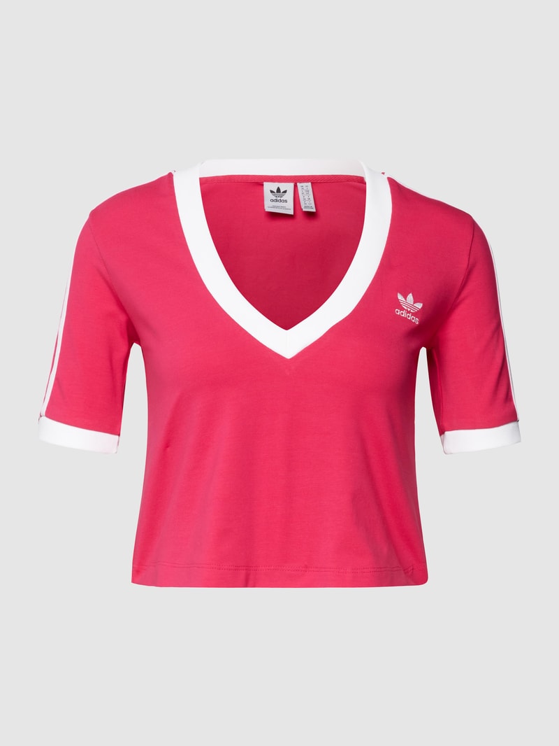 Cropped T-Shirt mit Logo-Stitching in lila