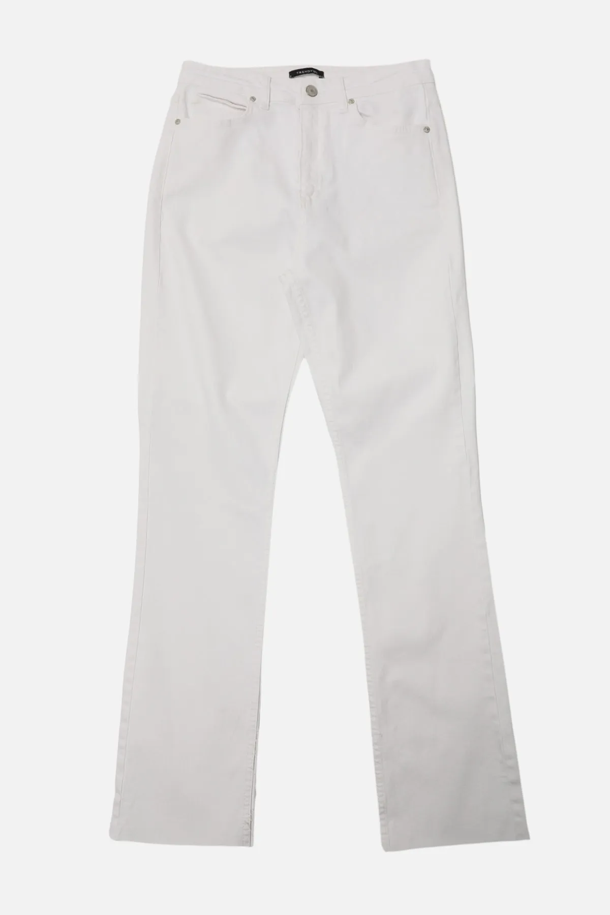 Trendyol Collection  Weiße Jeanshose mit Schlitz und hoher Taille und schmalem Schlag TWOAW22JE0382