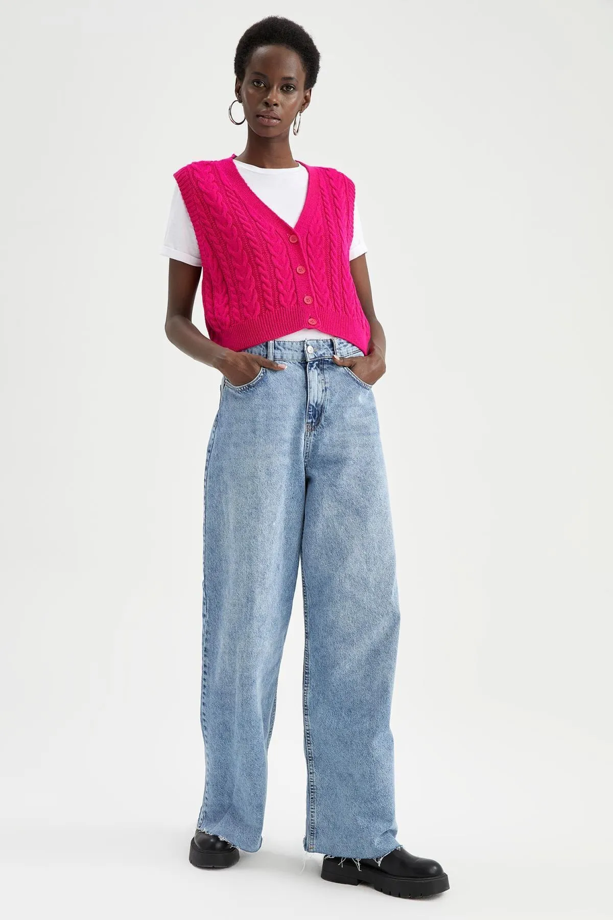 DeFacto  Strickweste - Rosa - Oversized