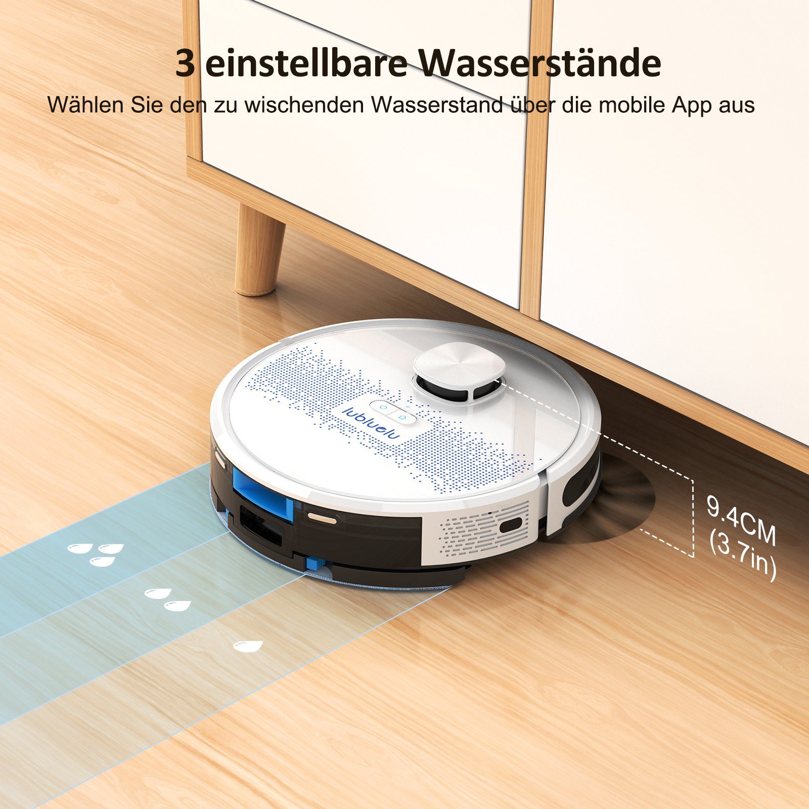 oyajia Nass-Trocken-Saugroboter LiDAR Lasernavigation Saug- und Wischroboter Saugroboter, 42,00 W, Beutellos, mit Wischfunktion,10 No-Go-Zonen,3000Pa, Selbstaufladender