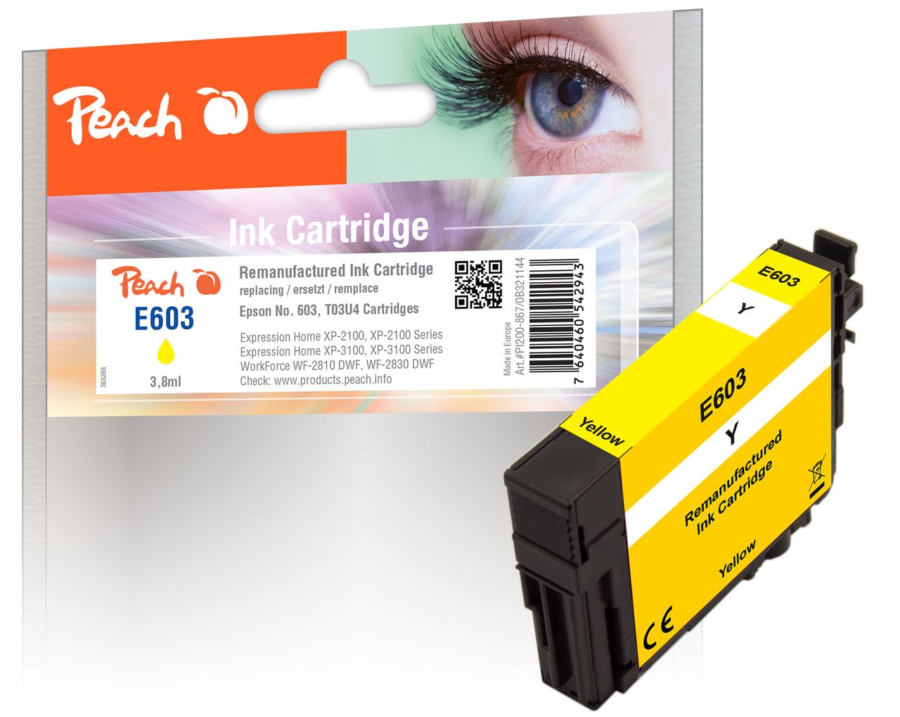 Peach Tintenpatrone gelb ersetzt Epson No. 603Y