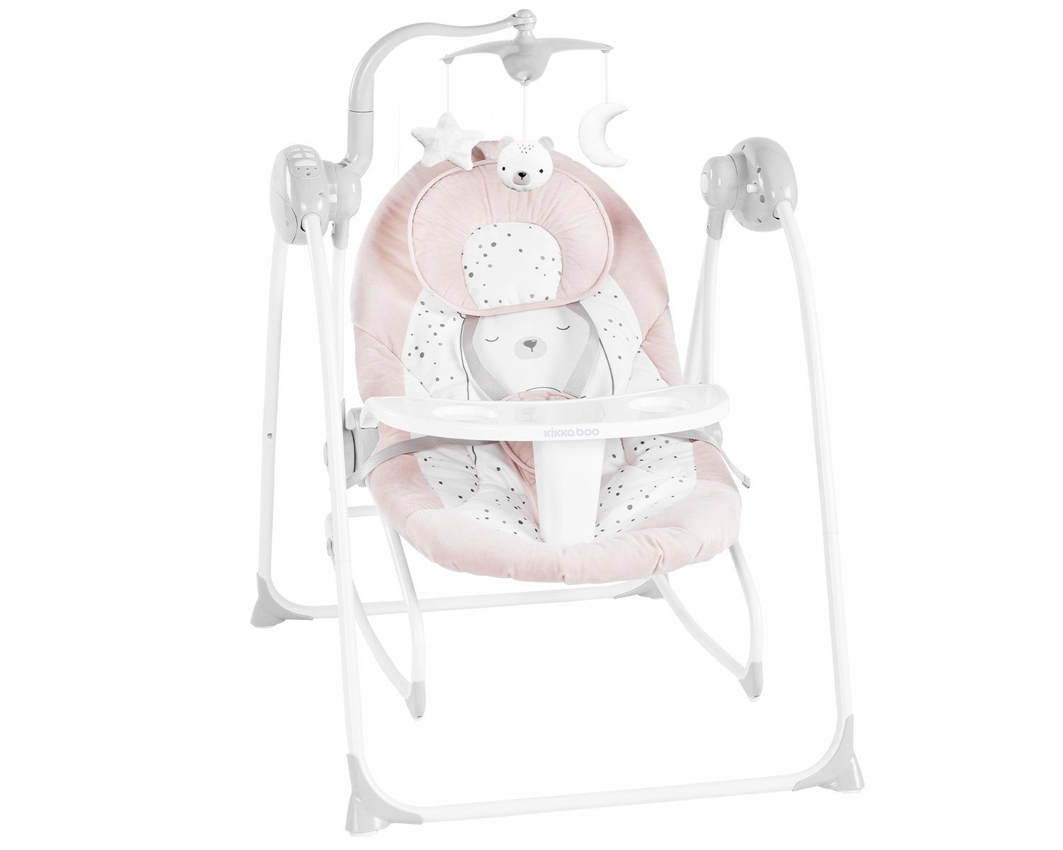 Kikkaboo Babywippe Babywippe Dozy Bär 2 in 1, elektrisch, verstellbar, Musik, Babyschaukel