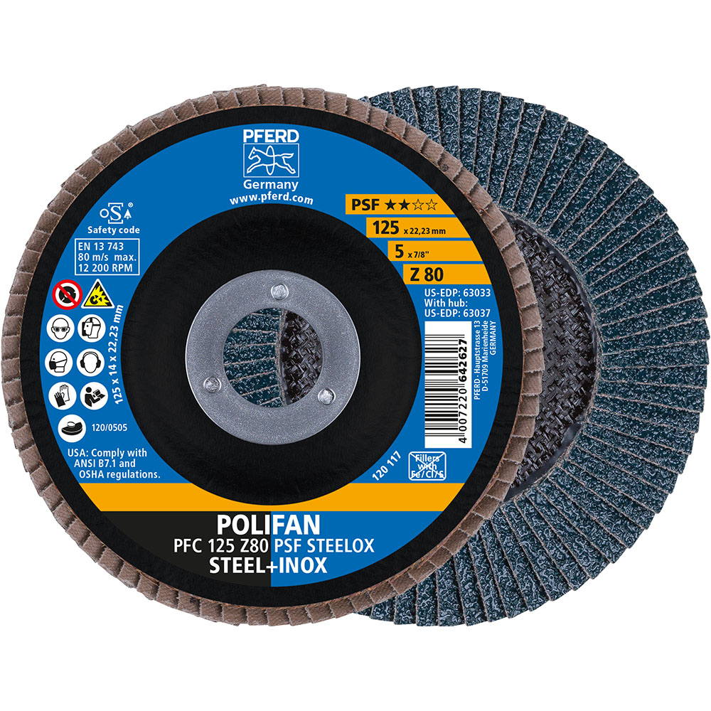 Pferd 67768125 POLIFAN lamelni disk PFC 125x22,23 mm konusni Z80 univerzalna linija PSF STEELOX čelik/nerđajući čelik