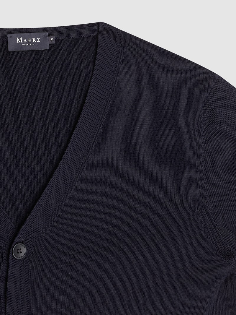 Cardigan aus Schurwolle in marineblau
