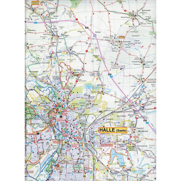 Radwander- und Wanderkarte Halle (Saale) und Umgebung 1 : 50 000 - Wanderkarte