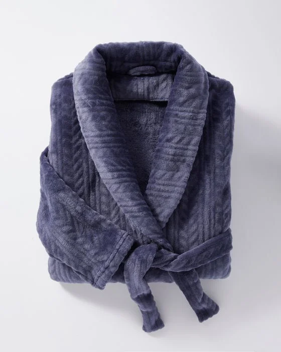 Robe de chambre maille reliefée chaude toucher peluche Thermolactyl