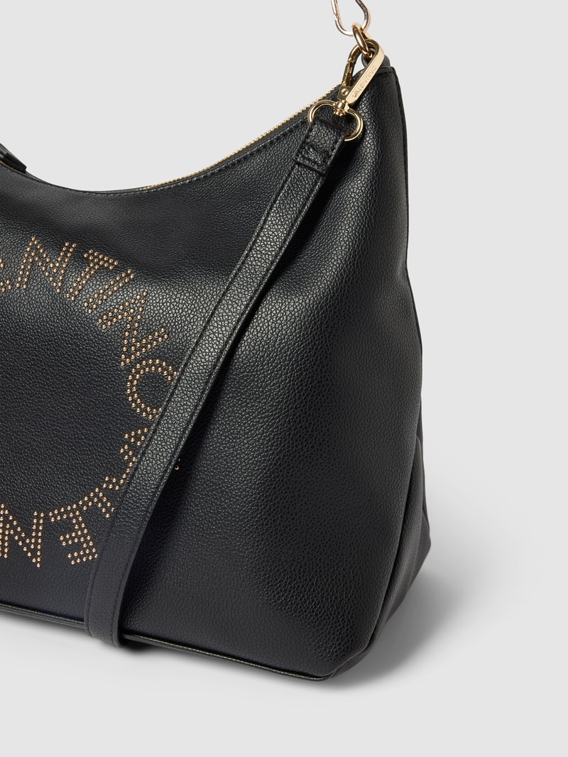 Hobo Bag mit Label-Detail in schwarz