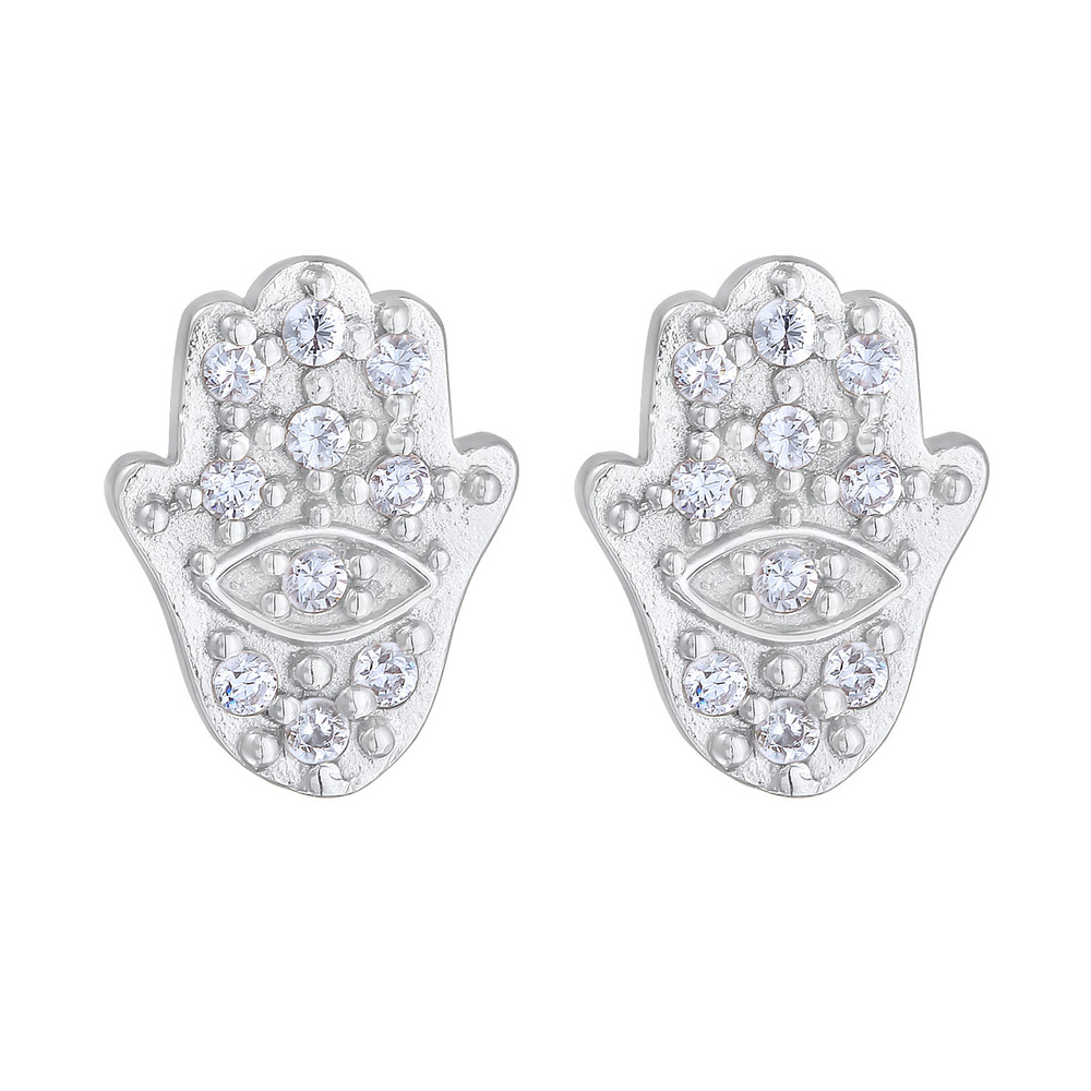 Elli Elli Boucles d'Oreilles Femmes Clous d'oreilles Hamsa main symbole avec Cristal d Boucles d'oreilles