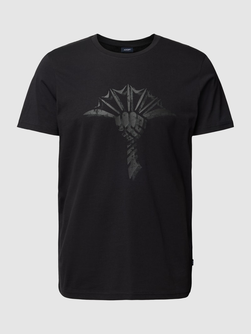 T-Shirt mit Motiv-Print Modell 'Alerio' in schwarz