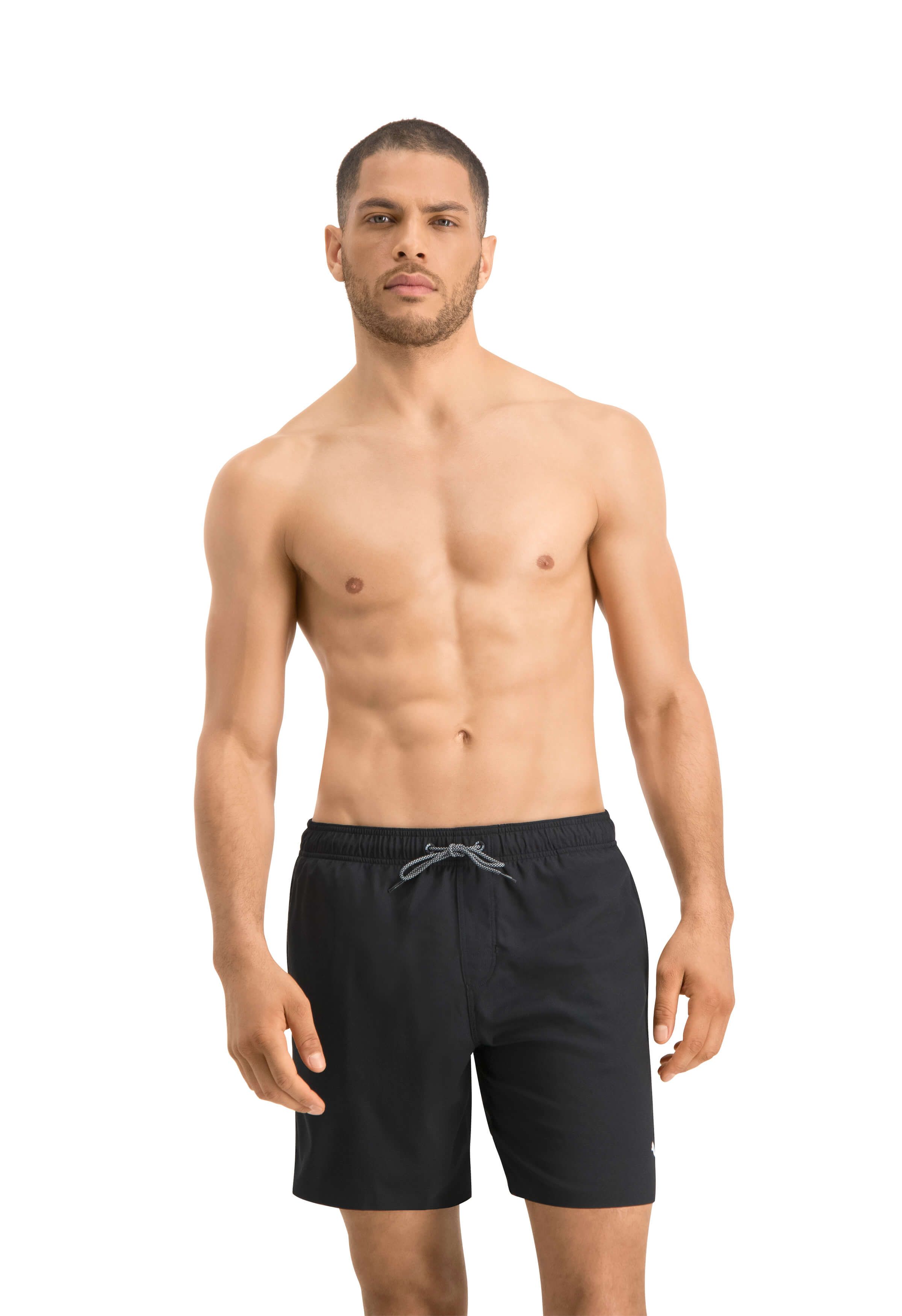 Puma mittellange schwarze Badehose