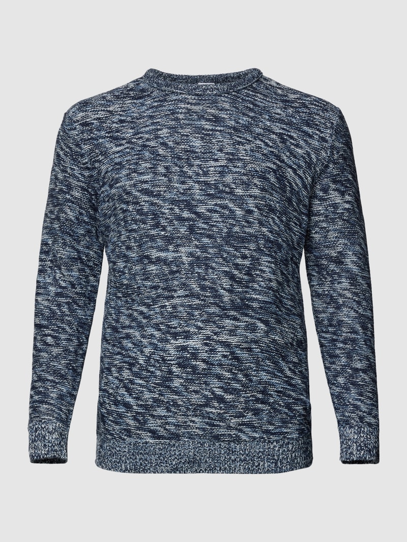 PLUS SIZE Strickpullover mit Rundhalsausschnitt Modell 'ASH' in marineblau
