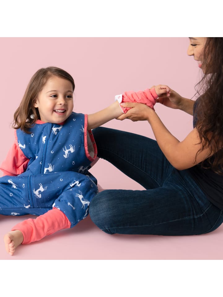 Schlummersack Schlafsack mit Füßen und umklappbaren Bündchen, 2.5 TOG in Blau günstig kaufen