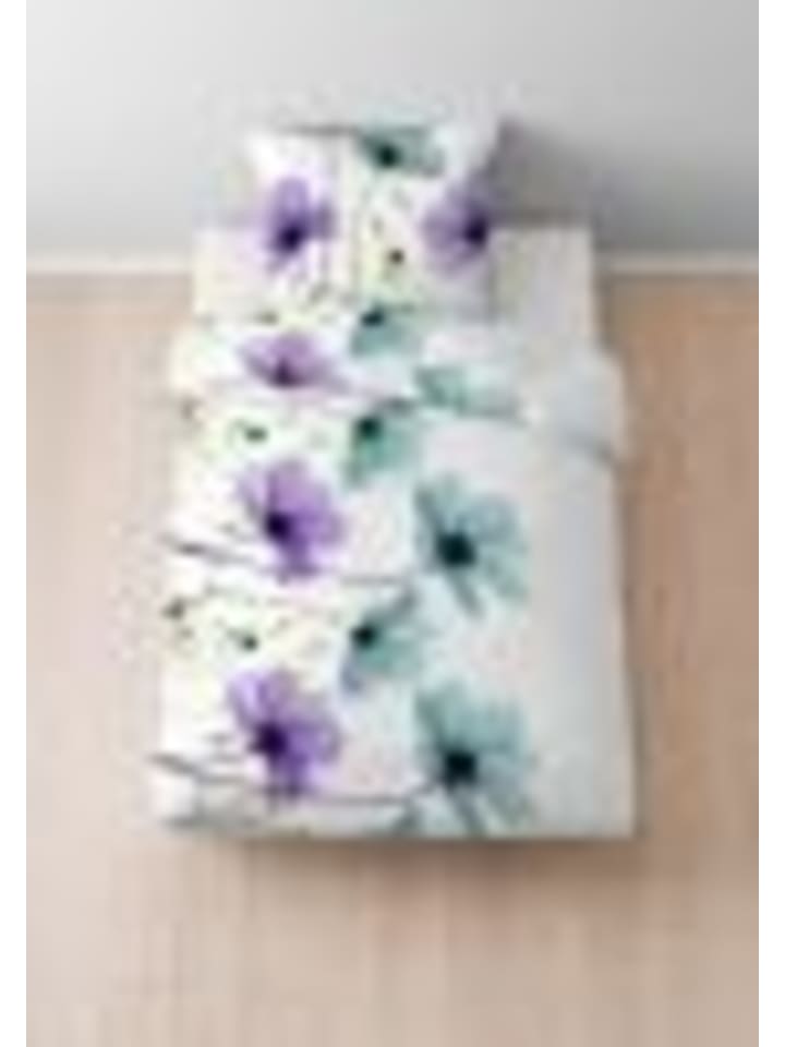 Castell Bettwäsche Mikrofaser Seersucker Blume in viola günstig kaufen