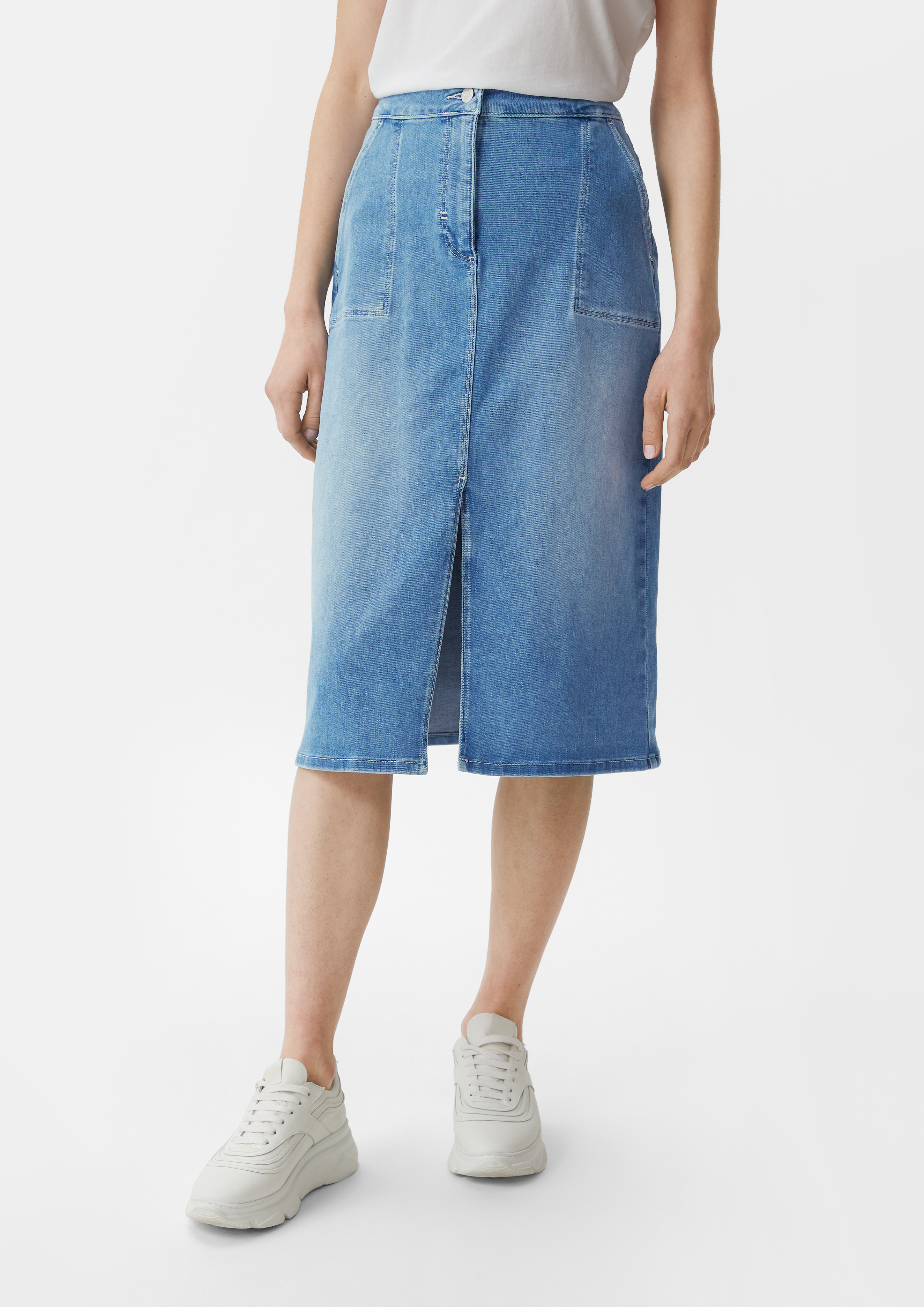 Midi-Rock aus Denim - blau
