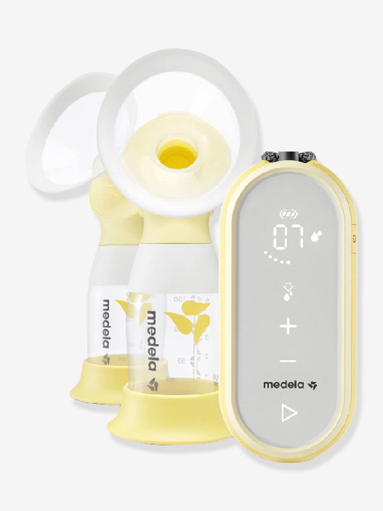 Tire-lait électrique double connecté rechargeable Freestyle Flex MEDELA + 4 téterelles jaune