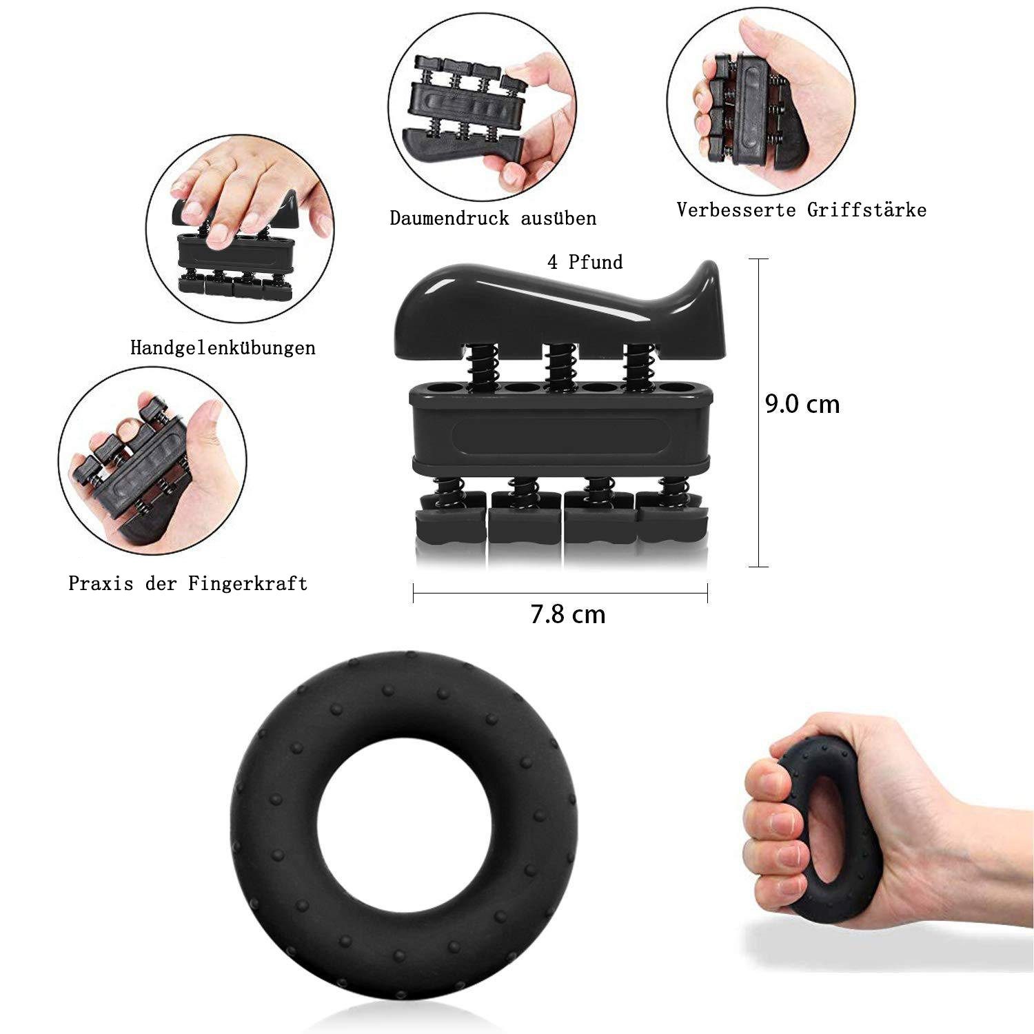 GelldG Multitrainer Handtrainer Fingertrainer, Griffkraft Trainer Trainingsset – 5er-Pack
