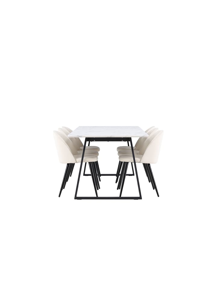 ebuy24 Essgruppe Malaga (7-teilig) Weiß 200 x 90 cm günstig kaufen onesize