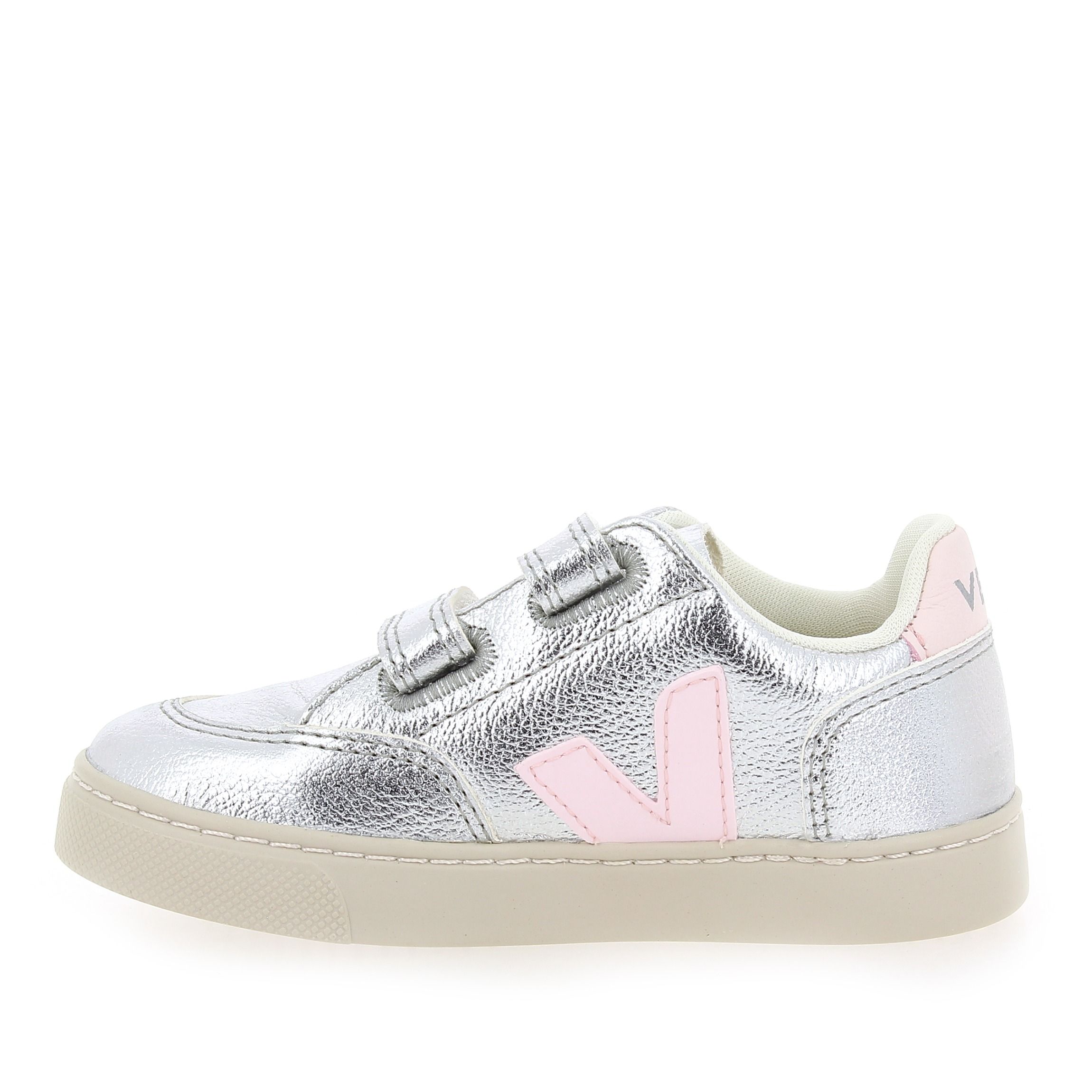 Veja  SMALL V12 VELCRO - Argent Rose