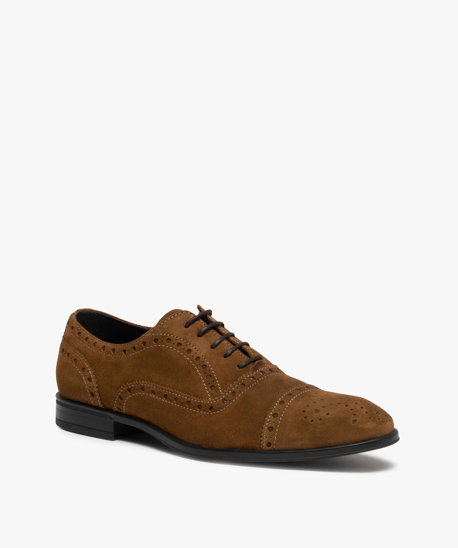 Derbies homme dessus cuir retourné et bout fleuri - Tanéo camel | GEMO