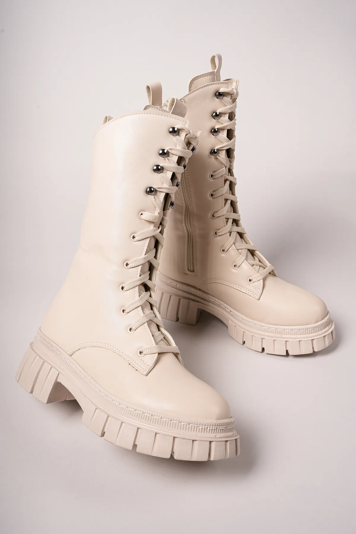 Riccon  Tuilinnel Damen-Oberkniestiefel 00121402 Beige Leder
