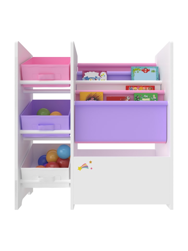 en.casa Kinderregal Vimianzo in Lila Rosa (H)60cm (B)65cm (T)30cm günstig kaufen onesize