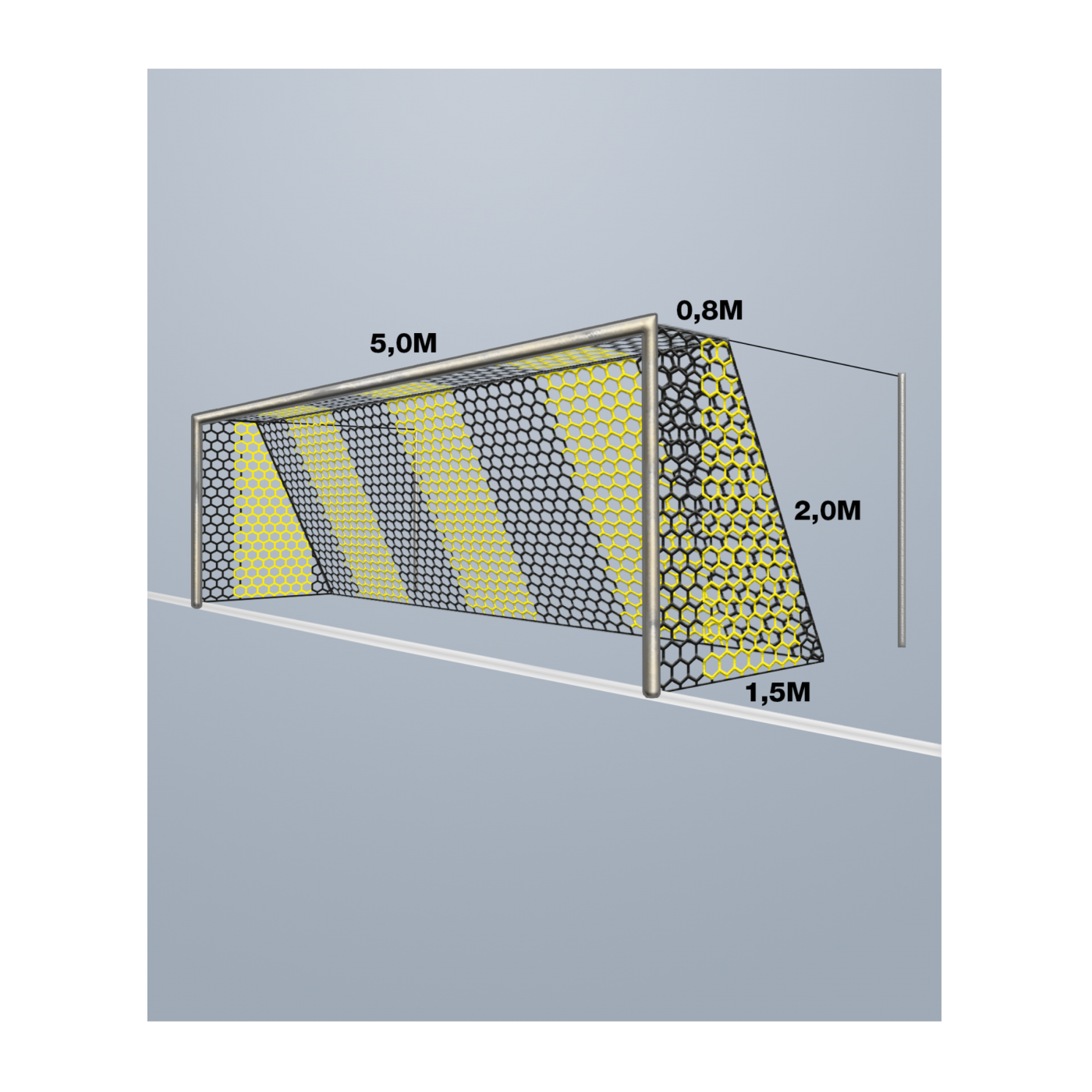 Cawila Tornetz HEXA 5,15x2,05m | Tiefe 0,8x1,5m | Maschenweite 12cm | Stärke 4mm | gelb/schwarz