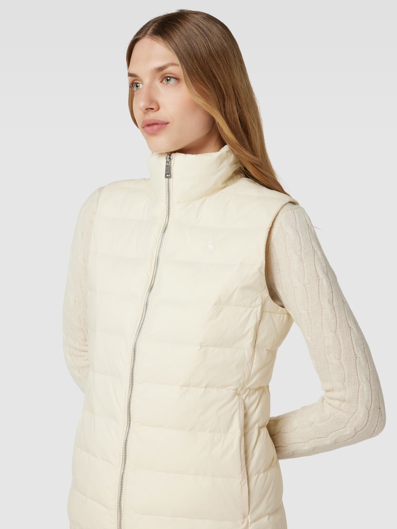 Steppweste mit Label-Stitching in ecru