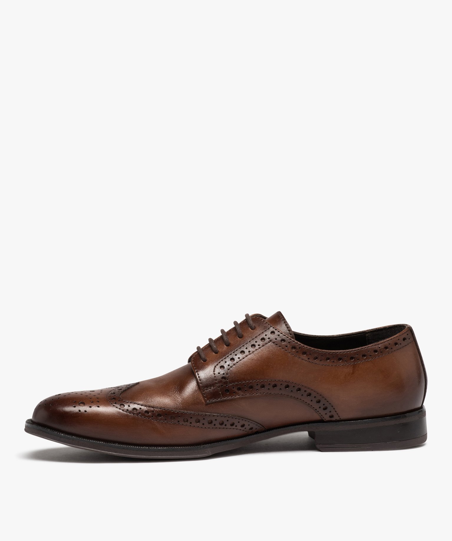 Derbies homme dessus en cuir uni à bout fleuri - Taneo marron | GEMO