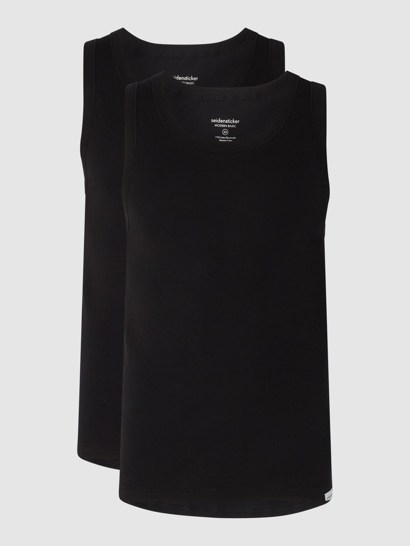 Tanktop aus Baumwolle im 2er-Pack in schwarz