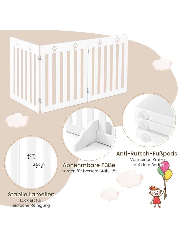 COSTWAY Absperrgitter Hunde 3 tlg. 60cm in Weiß günstig kaufen onesize