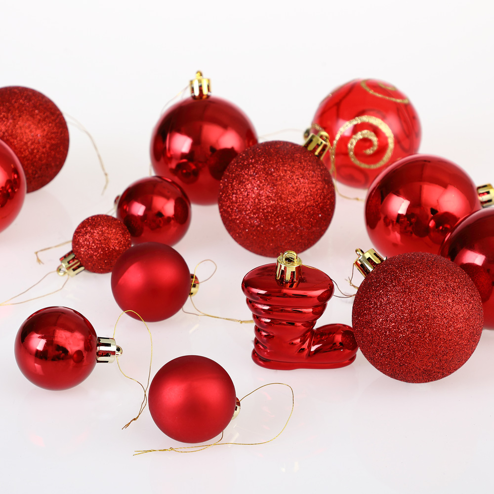 DEUBA Weihnachtsbaumkugeln Weihnachtsbaumschmuck 102 tlg  3/4/6cm rot
