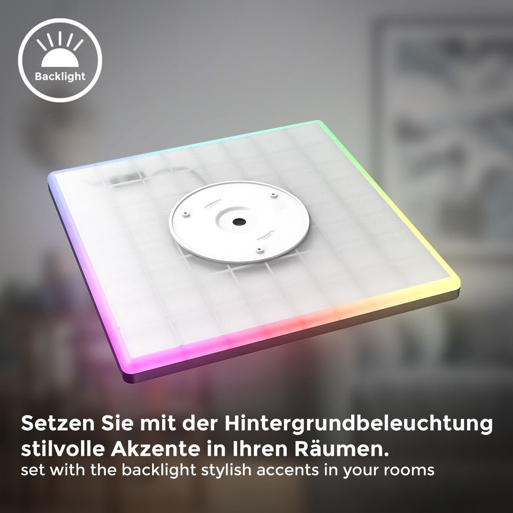B.K.Licht Deckenleuchte RGBW LED Panel dimmbar 42x42cm ultra-flach 22W 2700Lm schwarz BKL1552, Dimmfunktion, LED fest integriert, Farbwechsler, Neutralweiß