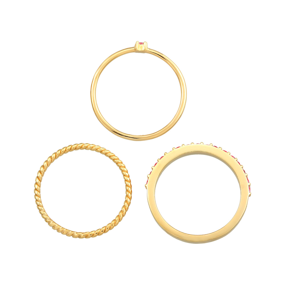 Elli Elli Bague Femmes Set Multi-Color étincelant avec cristaux Multicolore en argent  Bague