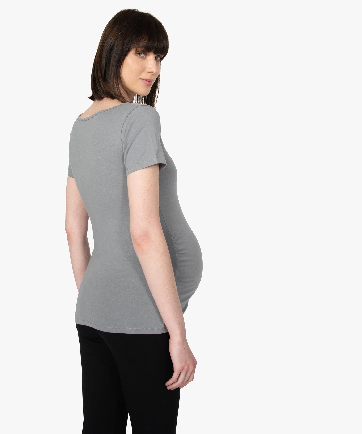 Tee-shirt de grossesse imprimé avec grand col rond vert | GEMO