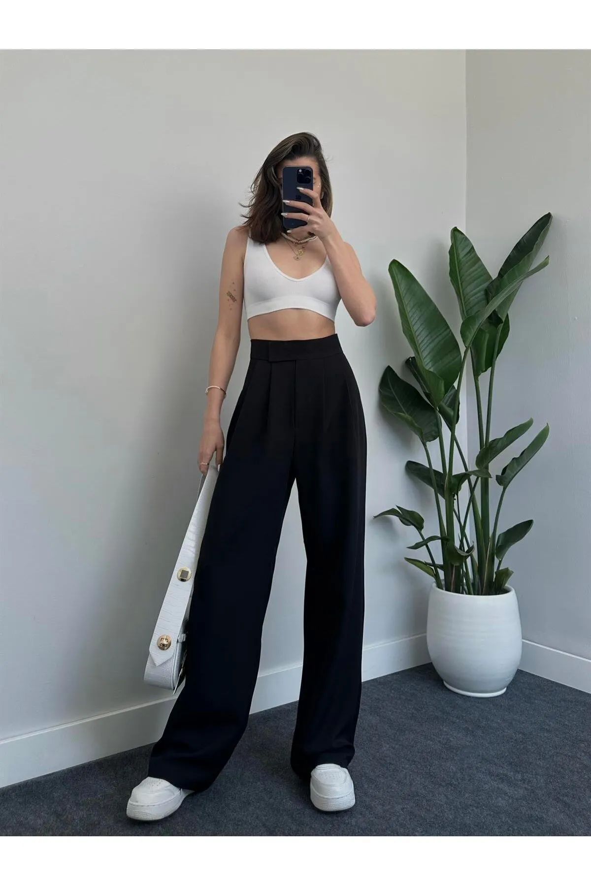 My Blog  Schwarze Redkit Palazzo-Hose mit Klettverschluss für Damen