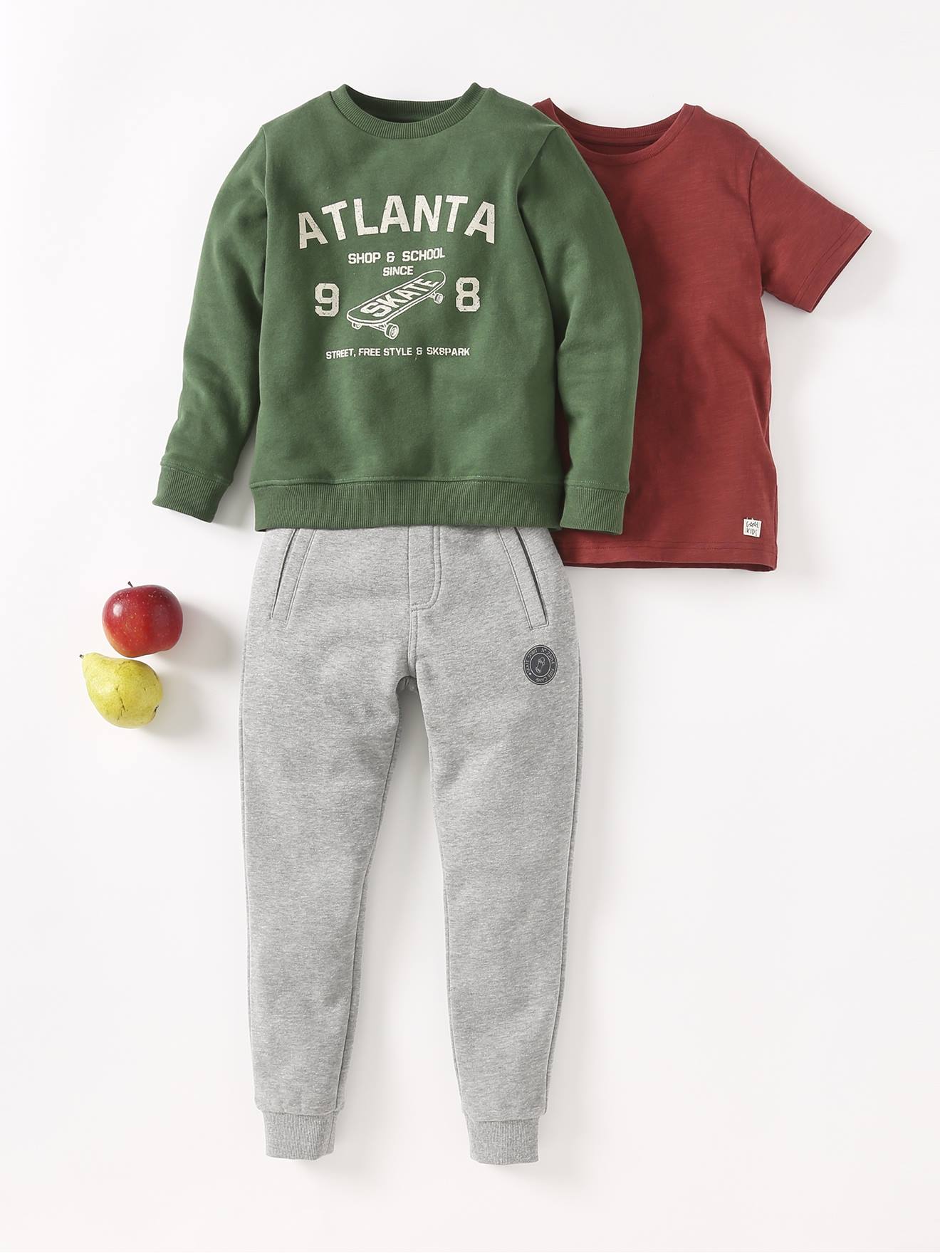 Pantalon jogging Basics garçon en molleton gris moyen chiné