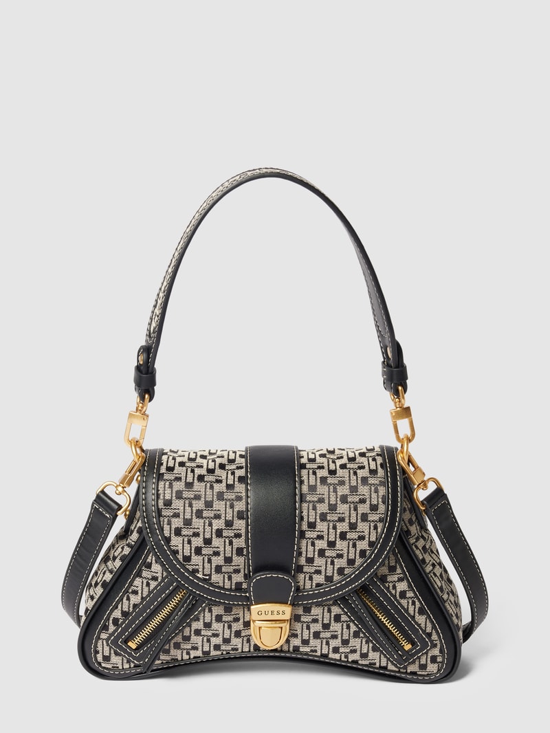 Shoulder Bag mit Allover-Muster Modell 'BELLE' in schwarz