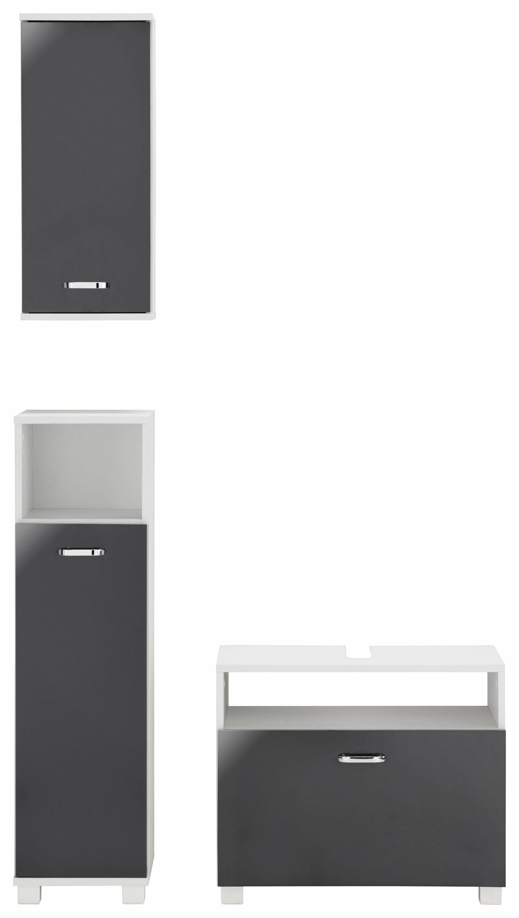 Schildmeyer Badmöbel-Set Colli, (Set, 3-St), aus Hochschrank, Waschbeckenunterschrank und Hängeschrank