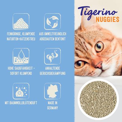 Tigerino Nuggies Katzenstreu – Baumwollblütenduft