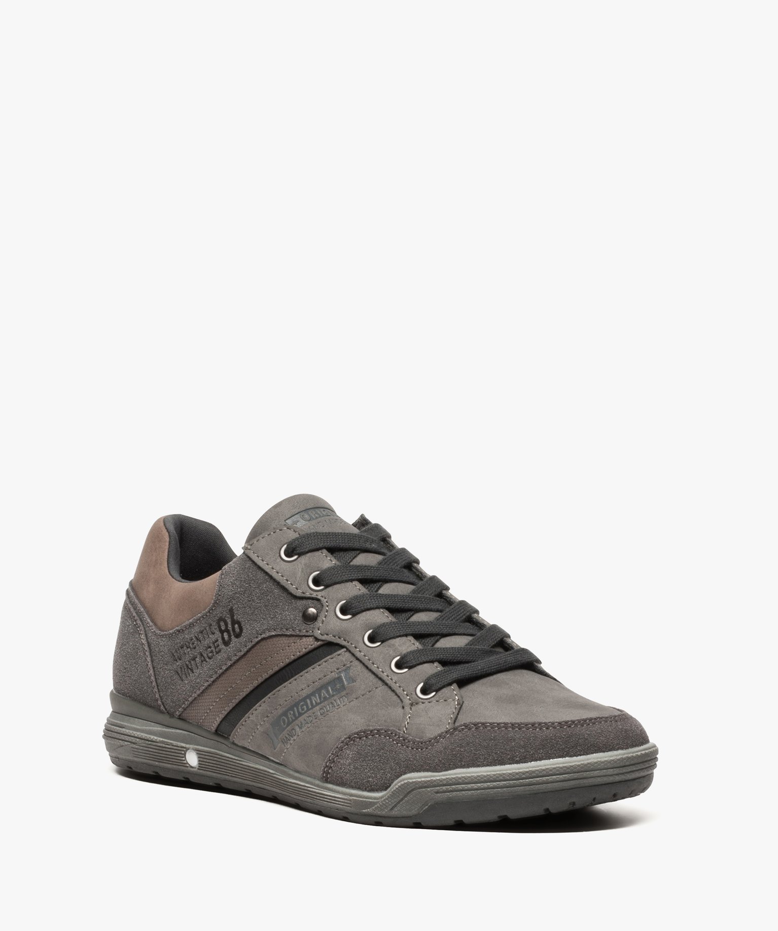Baskets homme baskets de ville multimatières avec surpiqres gris | GEMO