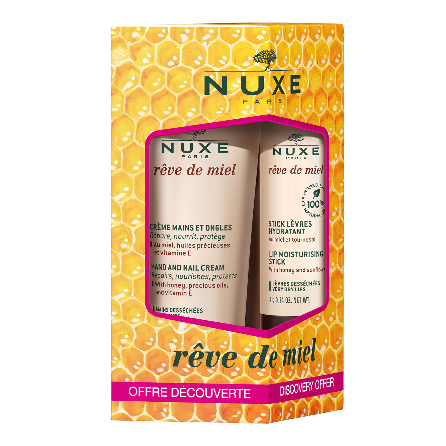 Nuxe REVE DE MIEL Duo Stick lèvres 4g + Crème mains 30ml