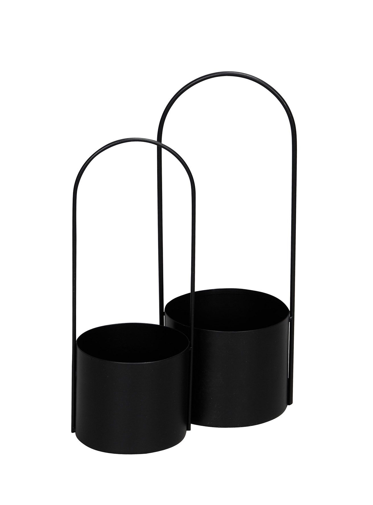 Spetebo Übertopf Metall Pflanztopf zum Hängen 2er Set - 42 / 37 cm (Set, 2 St., 2er-Set), Schwarze Blumenampel für den Innenbereich